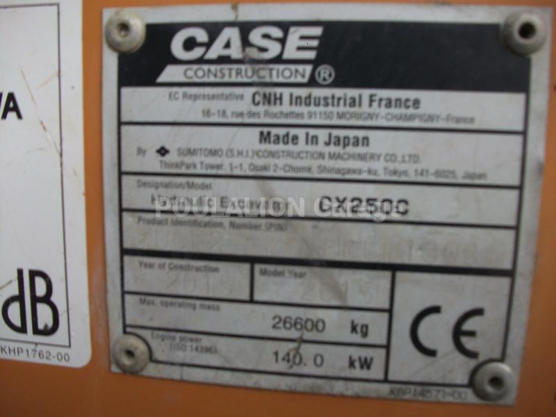 Pelle Case PELLE HYDRAULIQUE CASE CX250C 26,6T 5 GODETS ET UNE DENT DE DEROPTAGE Pelle sur chenilles