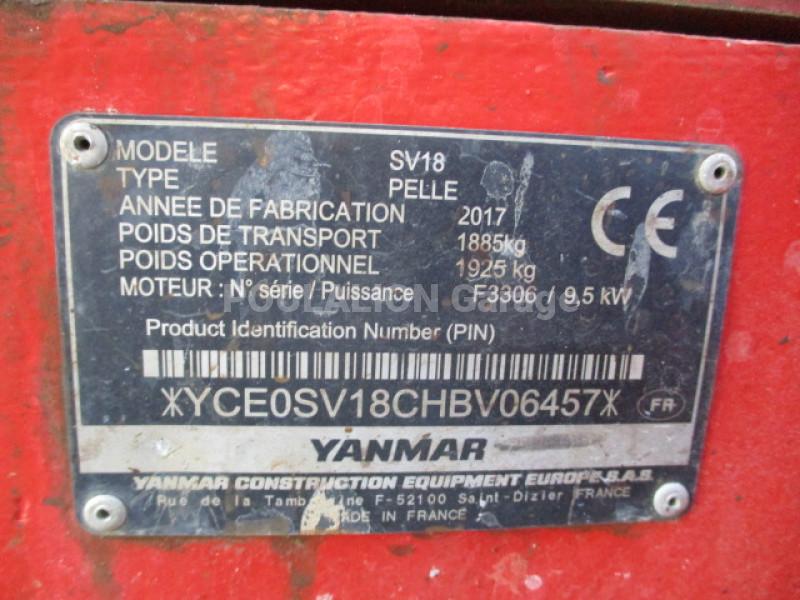 Pelle YANMAR SV 18 sur CHENILLES AVEC 3 GODETS Mini-pelle