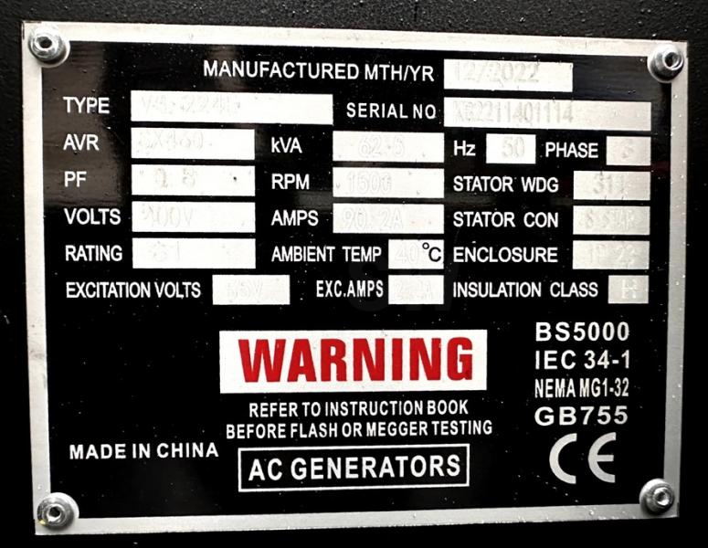 Bauausrüstung VOLTZ 60 KVA VG-R89 , 400 VOLTS