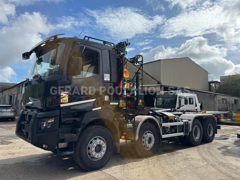 Camion Renault K480 Medium 13L E6 8x4 GRUE PALFINGER PK 24.001 SLD5 Polybenne