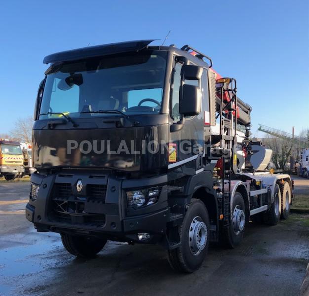 Camion Renault K480 Medium 13L E6 8x4 GRUE PALFINGER PK 24.001 SLD5 Polybenne