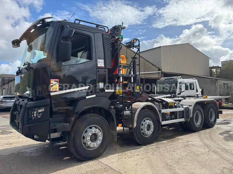 Camion Renault K480 Medium 13L E6 8x4 GRUE PALFINGER PK 24.001 SLD5 Polybenne