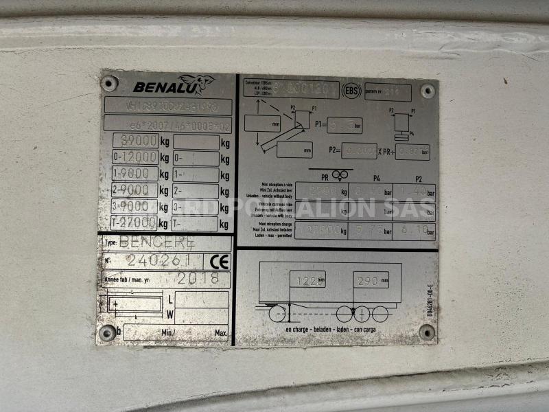Semi-remorque Benalu BULKLINER CEREALIERE SANS BÂCHE 52M3 3 ESS. Benne Benne arrière