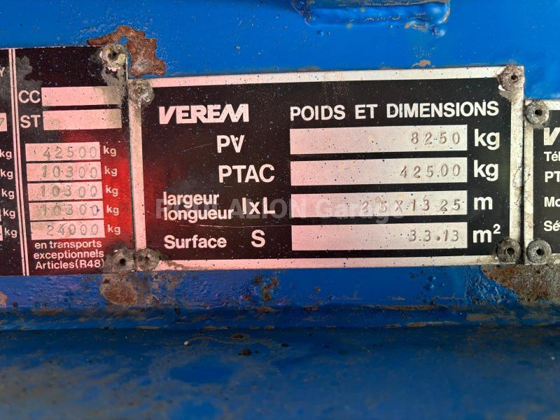 Semi-remorque Verem 3 essieux Porte engins