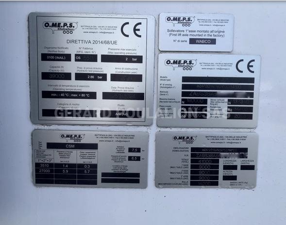 Semi-remorque Omeps 39M3 PULVERULENT 3 essieux Citerne À ciment