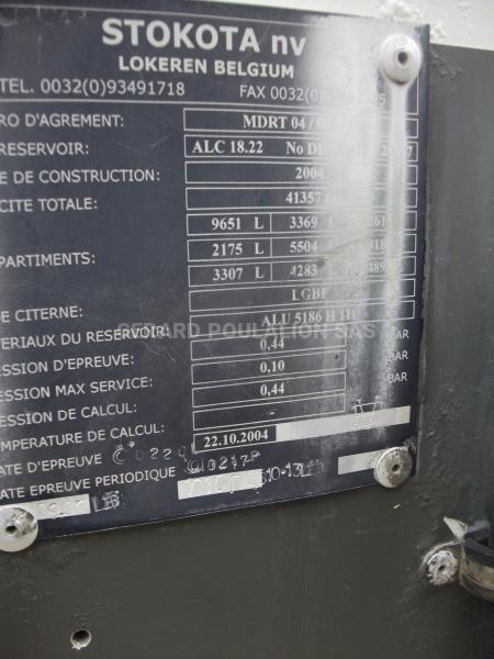 Semi-remorque Stokota Fuel tank alu 41.3 m3 / 9 comp Citerne Hydrocarbures