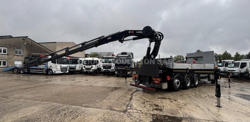 Camion Mercedes AROCS 5 3246 TLG-ENT 8x4 AVEC GRUE HIABX-325HIPRO RALENTISSEUR MOTEUR Plateau