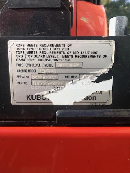 Pelle Kubota U15-3 VHG Canopy 1T5  sur chenilles AVEC 3 GODETS Mini-pelle