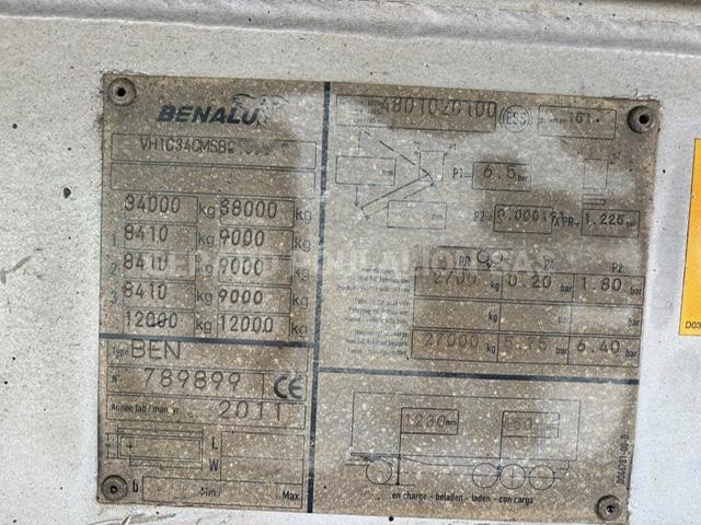 Semi-remorque Benalu BÂCHE manuelle 1-er ess. relevable,  Cul hydraulique Benne Benne arrière