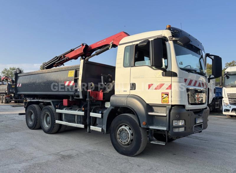 Camion MAN TGS 33.400 6X4 BI-BENNE MARREL + grue HMF 1310K3 Benne Bi-benne