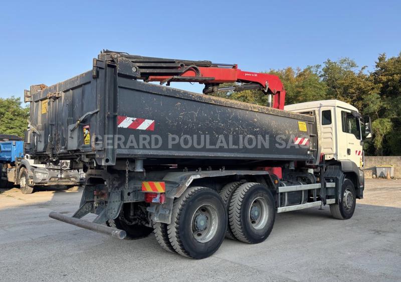 Camion MAN TGS 33.400 6X4 BI-BENNE MARREL + grue HMF 1310K3 Benne Bi-benne