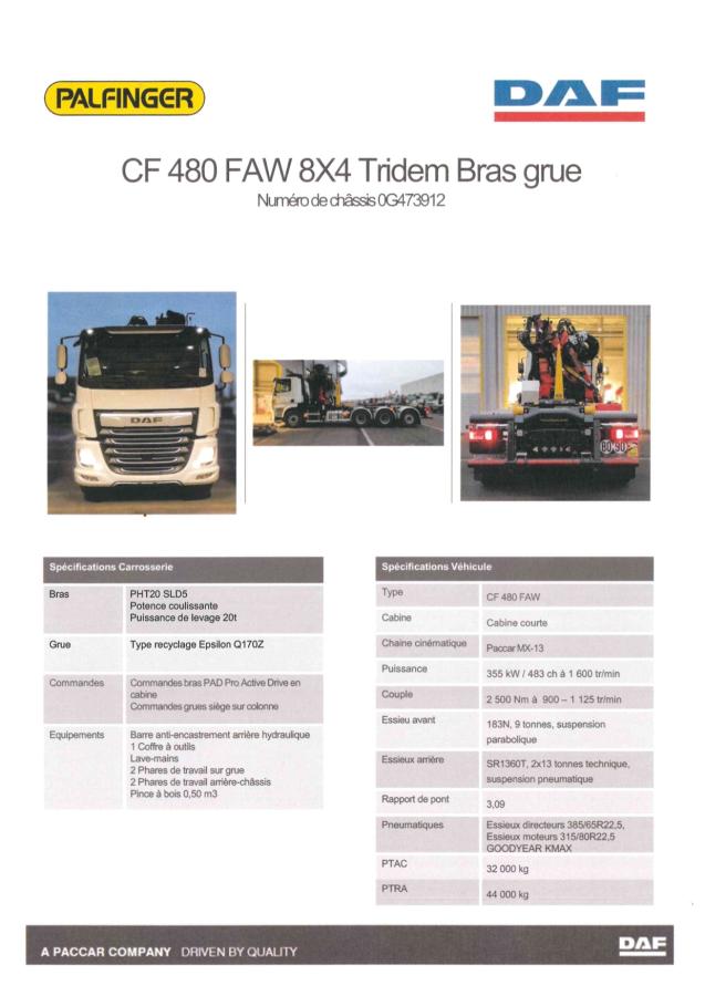 Camion DAF CF 480 FAW 8x2x4
