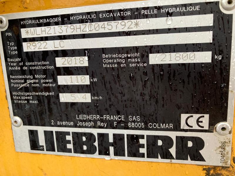 Pelle sur chenilles Liebherr R922LC
