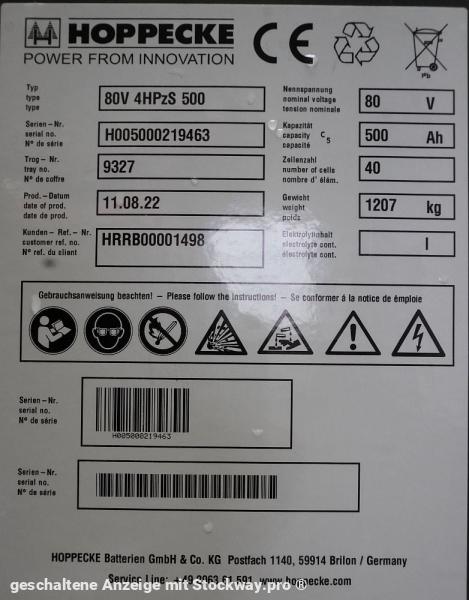 Photo HOPPECKE 80 Volt 4 PzS 500 Ah  image 5/5