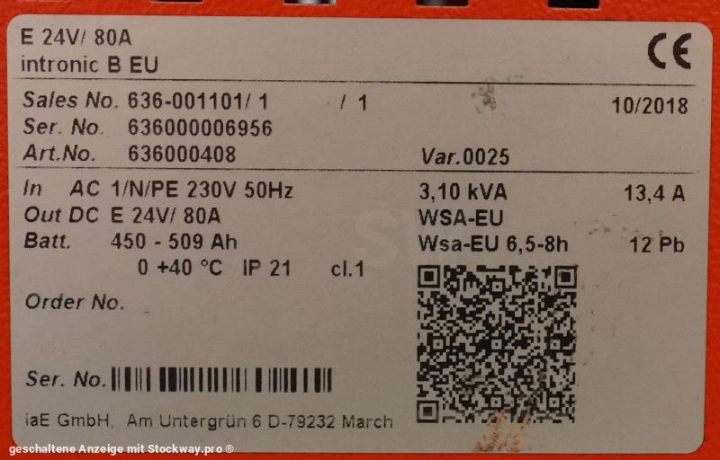 Photo INDUSTRIE AUTOMATION Intronic B EU E 24V/80A  image 6/6