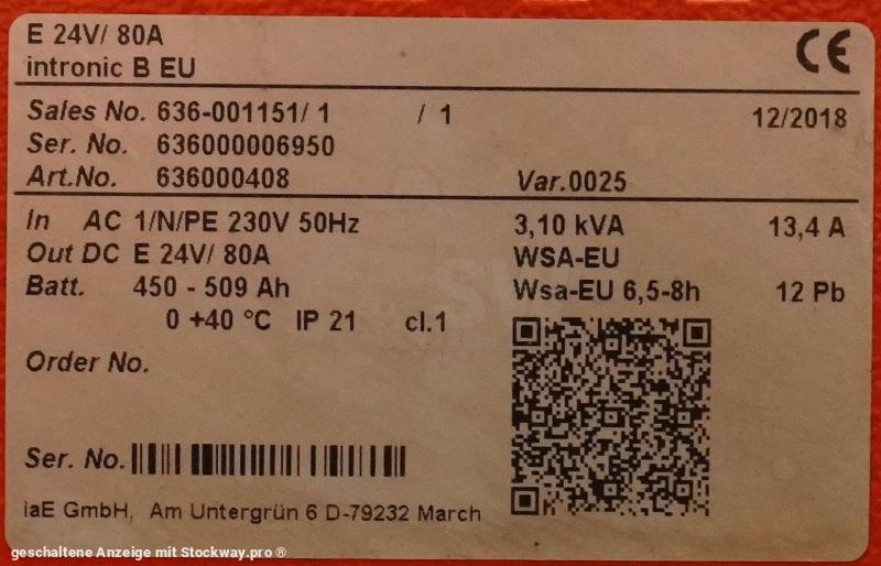 Photo INDUSTRIE AUTOMATION Intronic B EU E 24V/80A  image 6/6