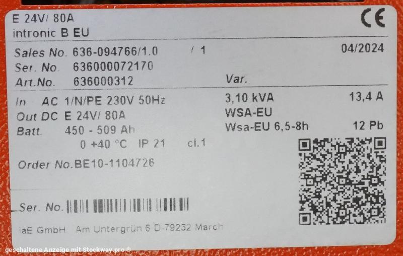Photo INDUSTRIE AUTOMATION intronic B EU E 24/ 80A  image 6/6