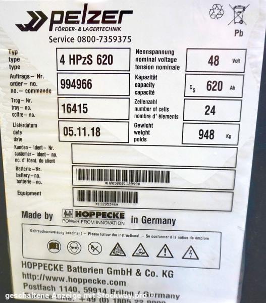 Photo HOPPECKE 48 Volt 4 PzS 620 Ah  image 5/6