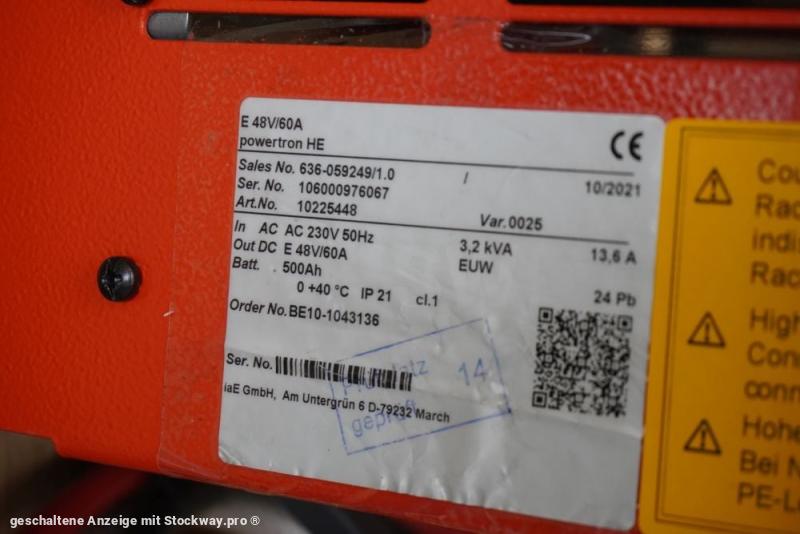 Photo INDUSTRIE AUTOMATION Powertron HE 48/60 HF inkl. EUW  image 6/6