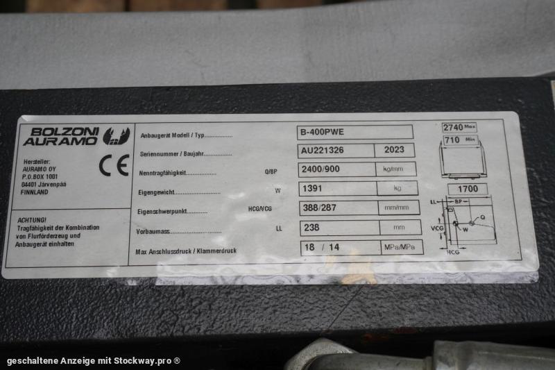 BOLZONI B-400PWE, Breite 1830 mm 