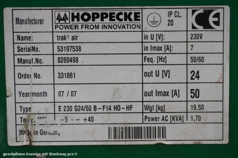 Photo HOPPECKE trak air E 230 G24/50 B-F14 H0-HF  image 6/6