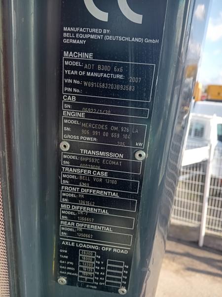 Tombereau Bell B30D Tombereau articulé