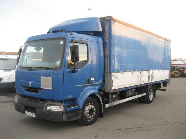 Camion Renault Midlum 180 Savoyarde (plateau ridelles bâché)