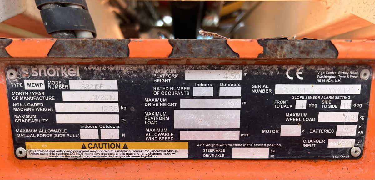 Aerial platform Snorkel S3215E