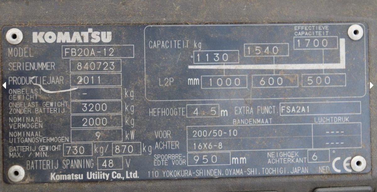 Chariot élévateur Komatsu FB20A-12