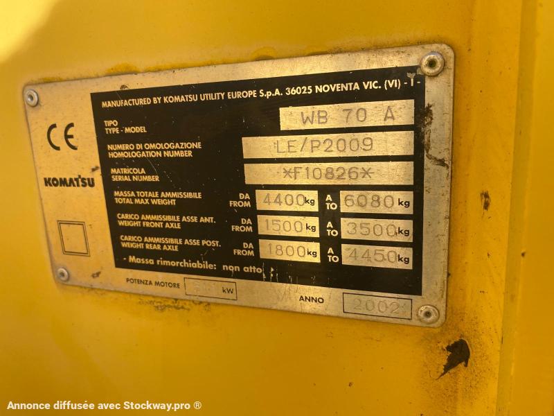 Photo KOMATSU Tractopelle WB70 (NET DE TVA)  image 13/14
