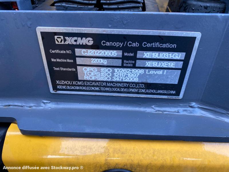 Photo XCMG XE19E Mini pelle (NEUVE)  image 18/18