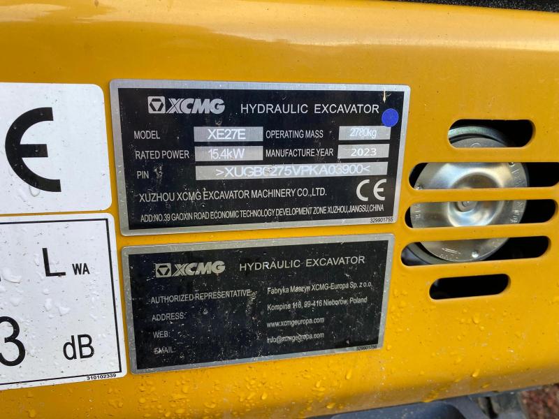 Pelle XCMG XE27E Mini pelle (NEUVE)