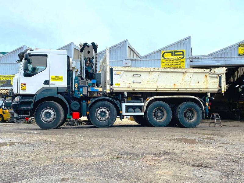 Camion RENAULT KERAX 8x4 520 BIBENNE CIF GRUE CORMACH