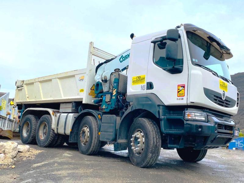 Camion RENAULT KERAX 8x4 520 BIBENNE CIF GRUE CORMACH