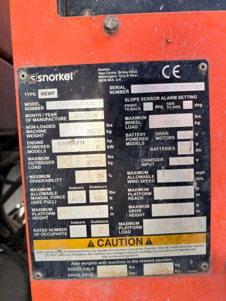 Nacelle Snorkel S3370RT NACELLE CISEAUX 12M 4X4 DIESEL