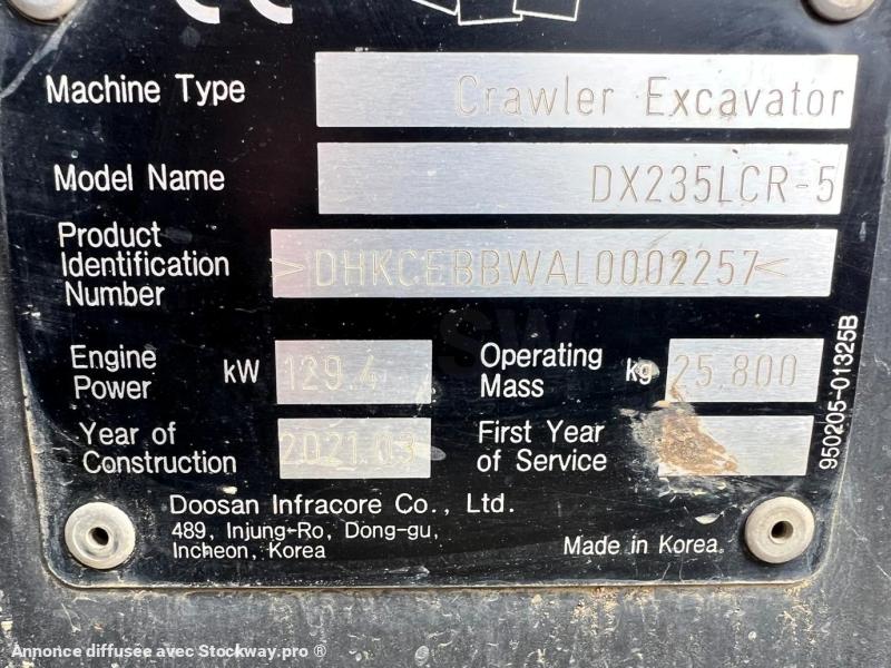 Photo Doosan DX235 LCR-5 PELLE A CHENILLES 26T  image 16/16
