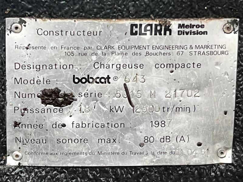Chargeuse Bobcat 643 Mini-chargeur avec godet