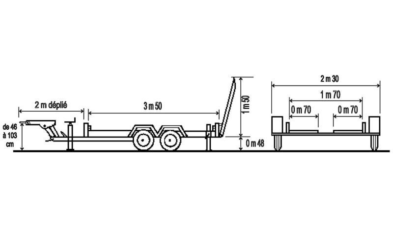 Remorque Moiroud ECO350 Remorque porte-engins 3,5T 2 essieux neuve