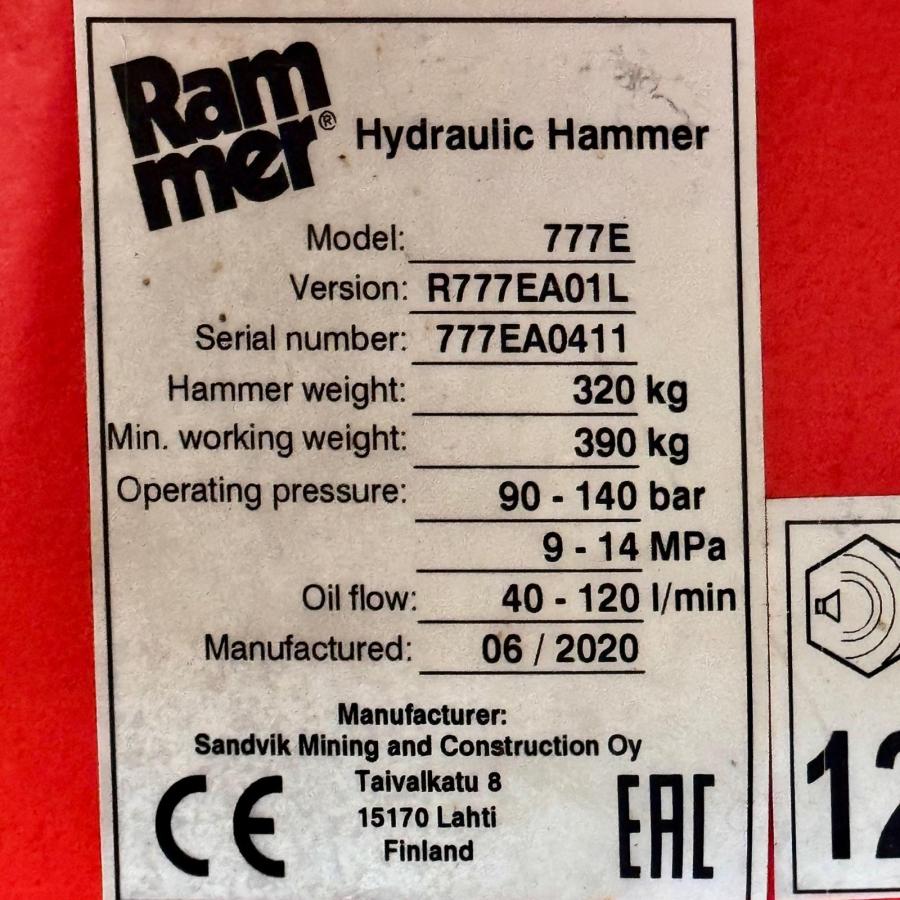 Équipements TP RAMMER 777E Brise-roche hydraulique BRH