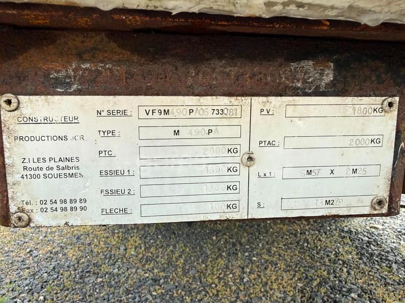 Matériel de chantier JCR M490PA Remorque cabane de chantier 2 essieux