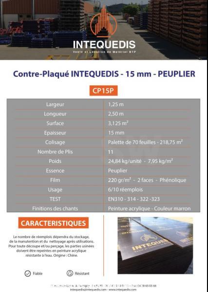 Photo Intequedis Coffrage - CONTRE PLAQUE 15 mm 1.25 x 2.50 m - 220 gr/m²  image 3/7