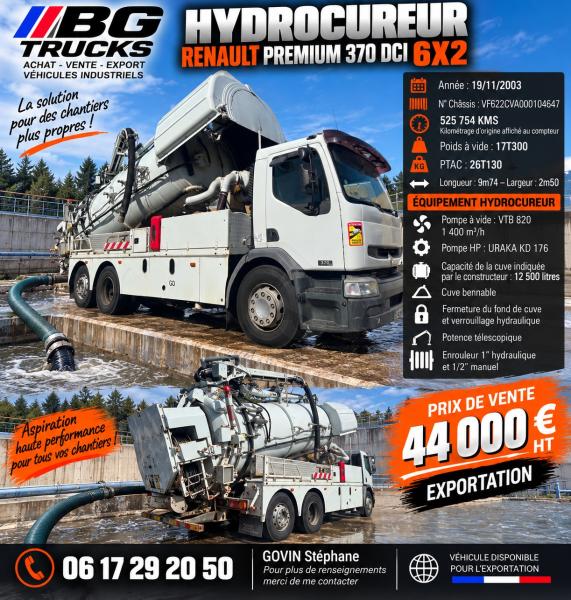 Engin de voirie Renault Premium 370 DCI Camion hydrocureur